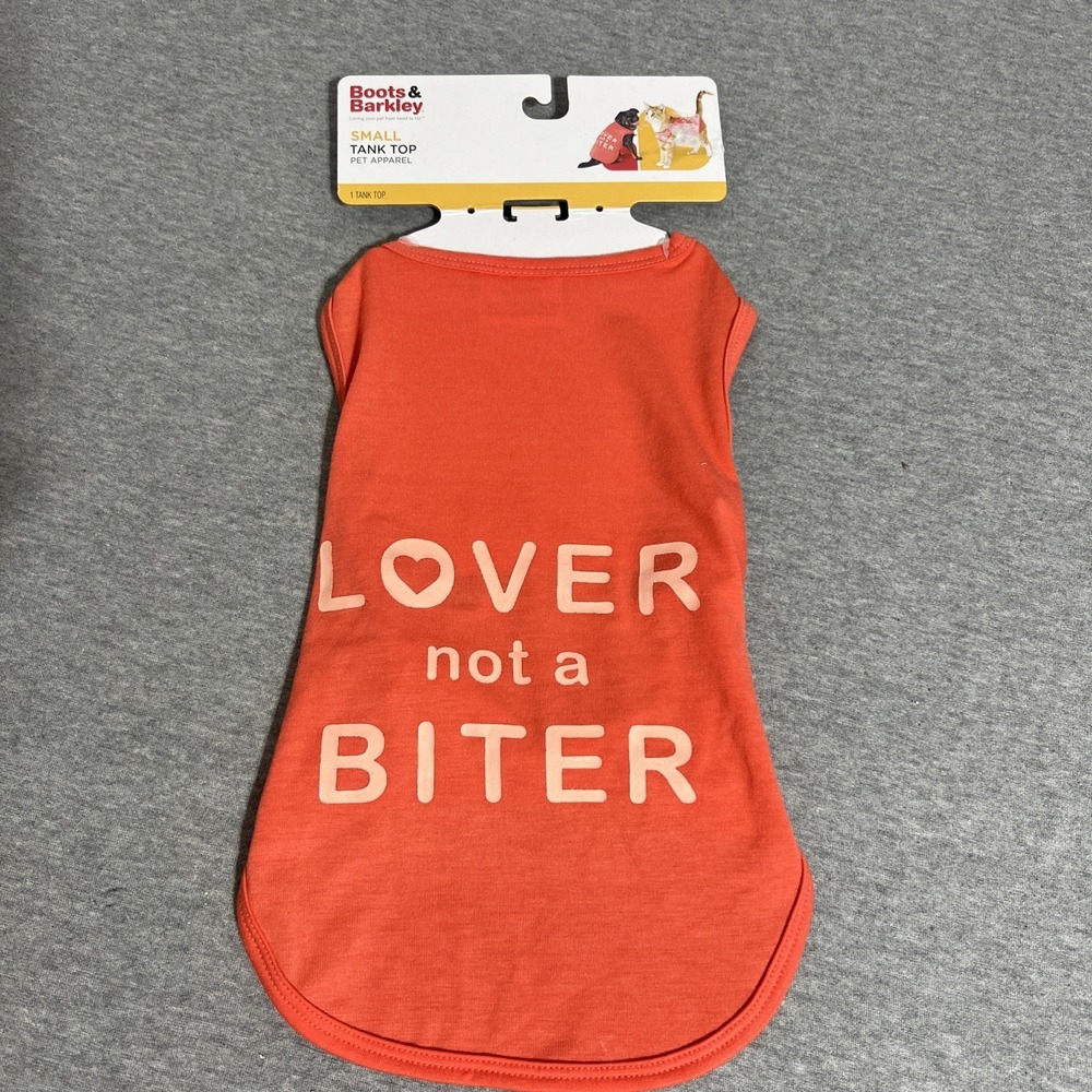 Boots & Barkley Tank Tops "Lover Not A Biter" Pinkish Red Small Tank Top